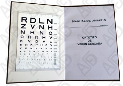 Manual de Usuario y detalle de ubicación del Optotipo de Visión cercana